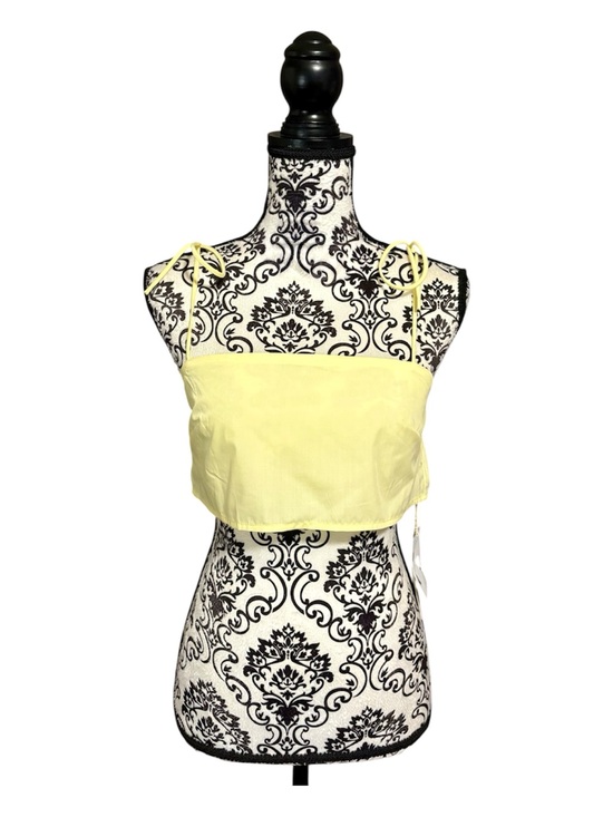 Commense Tops - COMMENSE Yellow Tie-Shoulder Crop Top